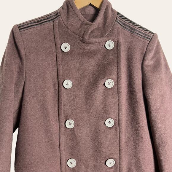 Badgley Mischka Women's Trinity Wool Blend Epaulette Double Breasted Coat Size S - Picture 3 of 12